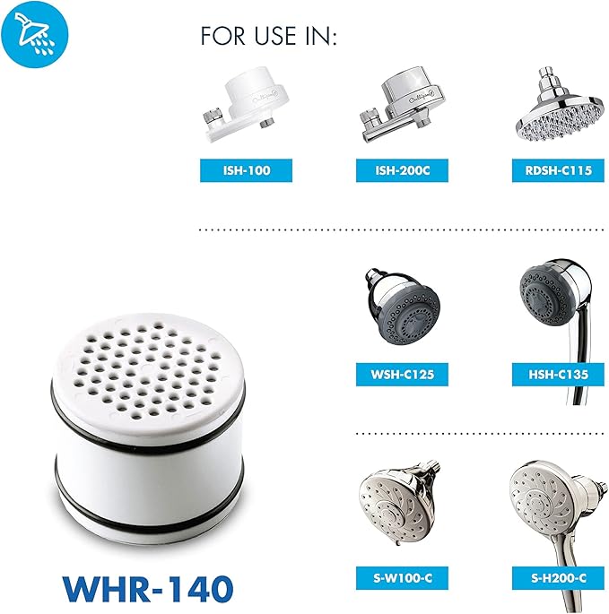 Culligan® Official Shower Filter Replacement WHR-140 Cartridge for Culligan Water Shower Filter Systems WHR-140, WSH-C125, ISH-100, HSH-C135, (Pack of 2)
