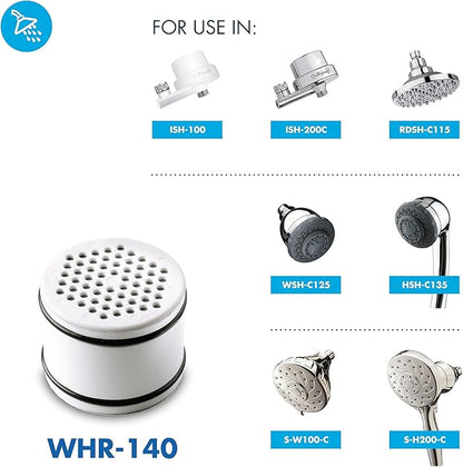 Culligan® Official Shower Filter Replacement WHR-140 Cartridge for Culligan Water Shower Filter Systems WHR-140, WSH-C125, ISH-100, HSH-C135, (Pack of 2)