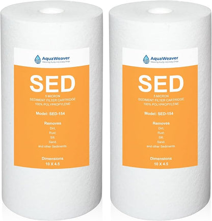 5 Micron 10" x 4.5" Whole House Sediment Home Water Filter Replacement Cartridge for RFC-BBSA, AP810, DGD-5005,AP817,RFC-BBSA, Culligan WH-HD200-C,HD-950A, SED-154, 2PACK