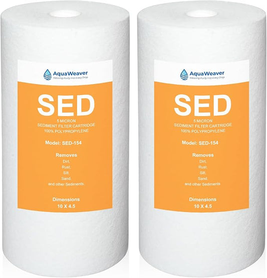 5 Micron 10" x 4.5" Whole House Sediment Home Water Filter Replacement Cartridge for RFC-BBSA, AP810, DGD-5005,AP817,RFC-BBSA, Culligan WH-HD200-C,HD-950A, SED-154, 2PACK