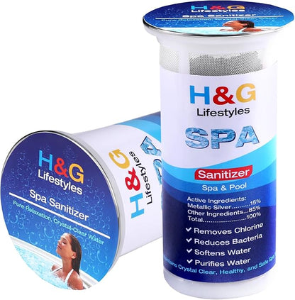 H&G Lifestyles Pool Metal Remover,Spa Water Filter for Pool & Spa, Iron Remover for Pools, Pool Scale Build-Up Remover, Reduces Metals & Prevents Staining, Lasts Up to 6 Months, 2 Pack