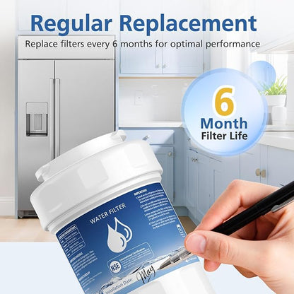 MWF Water Filter Compatible with GE® MWF®, SmartWater MWFP, MWFA, MWFINT | GWF, GWFA, HDX FMG-1, Kenmore® 9991, High Efficiency Filtration and Every 6 Months Value, NSF Certified, 4 Pack