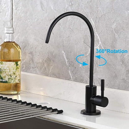 Lead-Free Gold Drinking Water Faucet, Non-Air-Gap Pure Water Filter Faucet | Beverage Faucet in 304 Stainless Steel, 360° Rotation Spout RO Faucet for Kitchen Sink Reverse Osmosis Water Purify System
