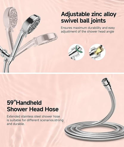 SunCleanse Filtered Shower Head with Handheld, 9-Spray Setting Detachable Showerhead with Filters, Shower Head for Hard Water - Filtered Chlorine, Improve Skin and Hair Texture, Chrome