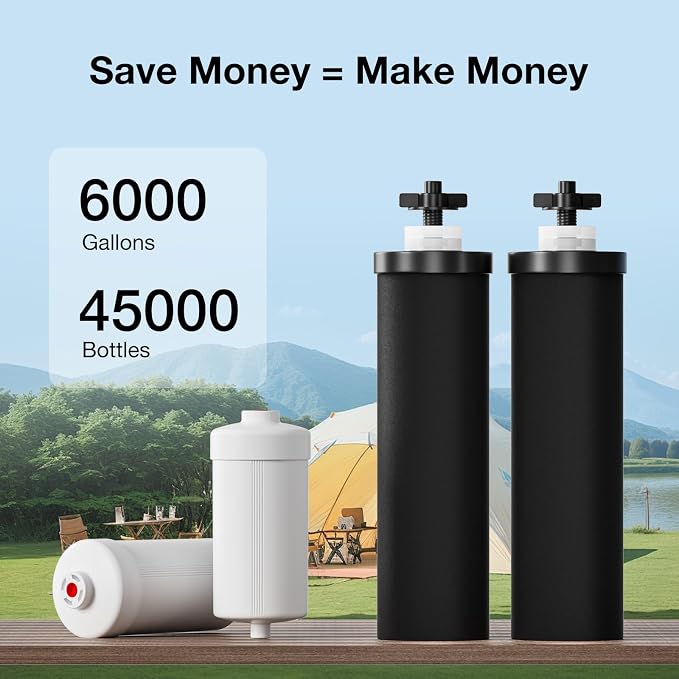 Gravity Water Filters Replacement for Berlky BB9-2 & PF-2 Fluoride Filters Combo Packs, 7-Stage Filtration, NSF/ANSI 42 & 372 Certified, Gravity Filters Compatible with Berlky Systems (4 Pack)