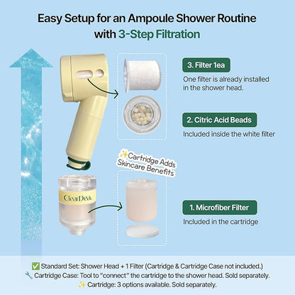 Glow On and On Mucin & Collagen Shower Cartridge – Vitamin C Filter Refill for Smooth, Hydrated Skin – Fragrance-Free, Easy to Replace, Stocking Stuffer Skincare Gift