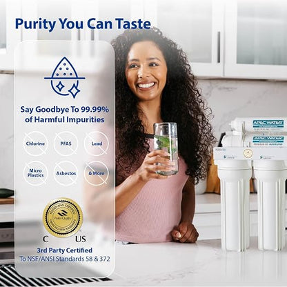 APEC Water WQA Certified 7-Stage Reverse Osmosis Drinking Water Filter System with Alkaline Mineral pH+ Remineralization and UV Water Filter, Ultra Safe Removes 1K+ Impurities, Brushed Nickel, 75 GPD