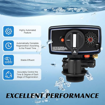 5600 Water Softener Valve, 3W 12-Day Time Clock Control Valve 9-11'' Diameter Whole House Water Softener System Valves for Water Purifier Softeners