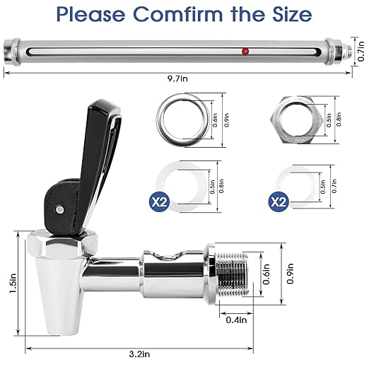 Fit for Berkey Spigot Replacement 10 inch Stainless Steel Leak-Proof Spigot Compatible with Be-rkey Gravity Water Filtration System Clear View Spigot for Travel, Big, Royal and Others by Fetechmate