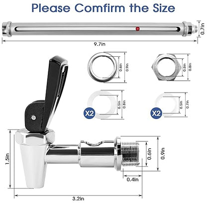 Fit for Berkey Spigot Replacement 10 inch Stainless Steel Leak-Proof Spigot Compatible with Be-rkey Gravity Water Filtration System Clear View Spigot for Travel, Big, Royal and Others by Fetechmate