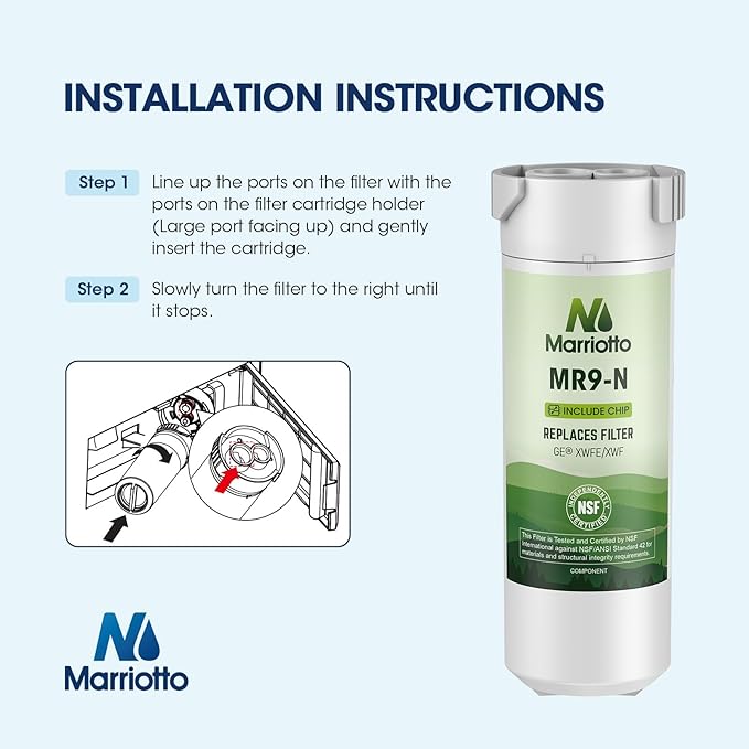 MARRIOTTO Water Filter Compatible with XWFE (Built-in CHIP), Replacement for GE XWFE, XWF Refrigerator Water Filter Pack of 3