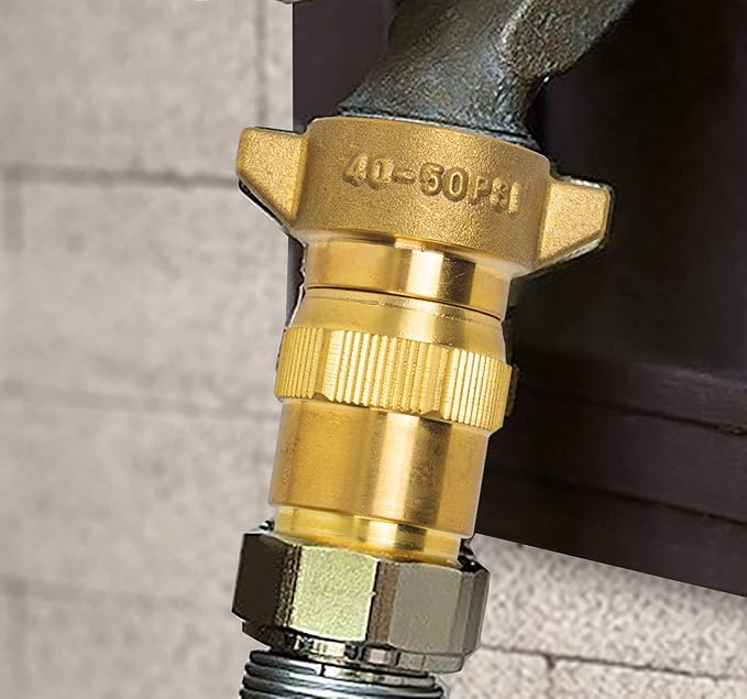 Hourleey Brass Hi-Flow Water Regulator, 2 Pieces RV Pressure Water Regulator with Filter Screen, for Campers, Travel Trailers, RV Plumbing System, 40-50 PSI, Set of 2