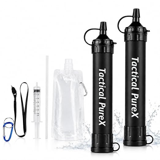 Water Filter, Capacity Emergency Water Straws (2PCS) | Lightweight, Reusable, Portable Water Filter Straw for Camping, Hiking, Travel, Biking, Survival