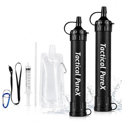 Water Filter, Capacity Emergency Water Straws (2PCS) | Lightweight, Reusable, Portable Water Filter Straw for Camping, Hiking, Travel, Biking, Survival
