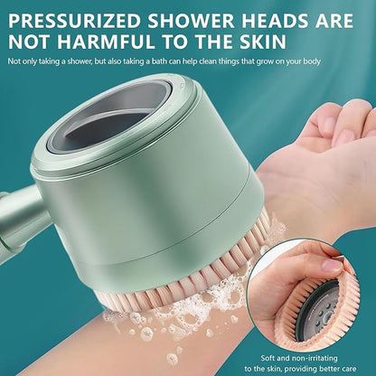 2026Version Turbocharged High Pressure Filtered Shower Head with Handheld & Outlet Soft Brush - 6 Spray Modes, 5-Stage Filtration System, 59" Hose - Chlorine & Hard Water Filter (8 filter cartridges)
