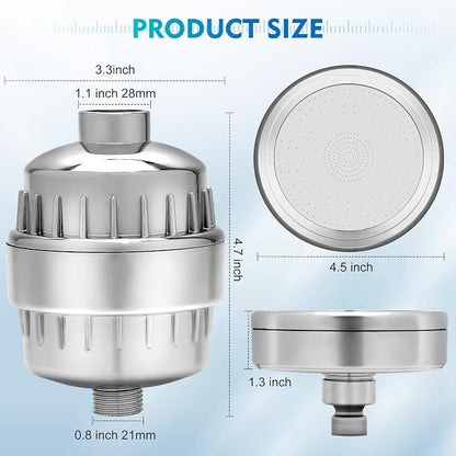 Filtered Shower Head,5 Replaceable Filter Cartridges 20+3 Stage Shower Filter for Hard Water with Vitamin C & E for Healthy Skin & Hair, Removes Chlorine, Heavy Metals & Harmful Substances