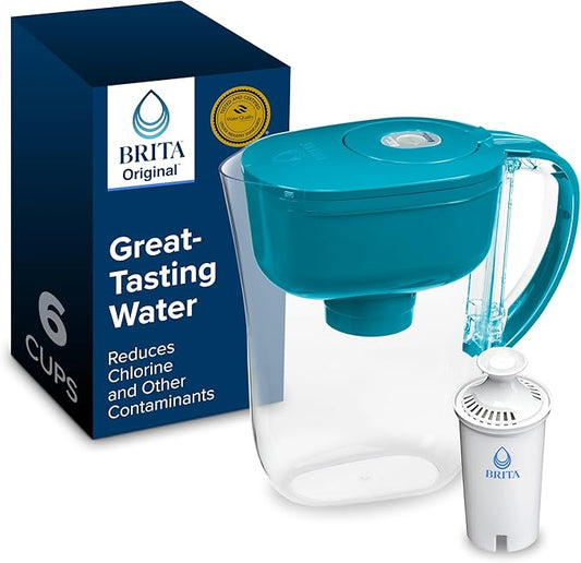 Brita Metro Water Filter Pitcher with SmartLight Change Indicator, BPA-Free, Replaces 1,800 Plastic Water Bottles a Year, Lasts Two Months, Includes 1 Filter, Small - 6-Cup Capacity, Turquoise