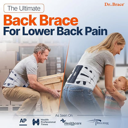 DR. BRACE® Lower Back Brace for Men & Women for Lower Back Pain Relief, Revolutionary Versatile Splints System & Removable Lumbar Pad, Adjustable & Breathable Back Support Brace (41.3-47.2″)