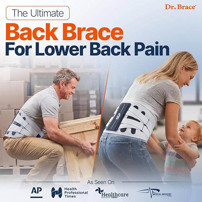 DR. BRACE® Lower Back Brace for Men & Women for Lower Back Pain Relief, Revolutionary Versatile Splints System & Removable Lumbar Pad, Adjustable & Breathable Back Support Brace (53.1-59.1″)