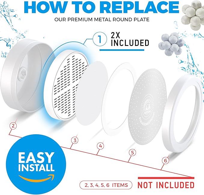 AquaHomeGroup Vitamin C + E + A Shower Filter Cartridge 2-Pack - Reduces Chlorine and Chloramine - Supports Skin, Hair and Nail Health