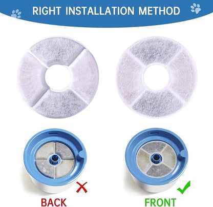 Cat Water Fountain Filter, 10 Pack Replacement Filters for 81oz/2.4L Automatic Pet Fountain Dog Water Dispenser, 3 Triple Filtration System