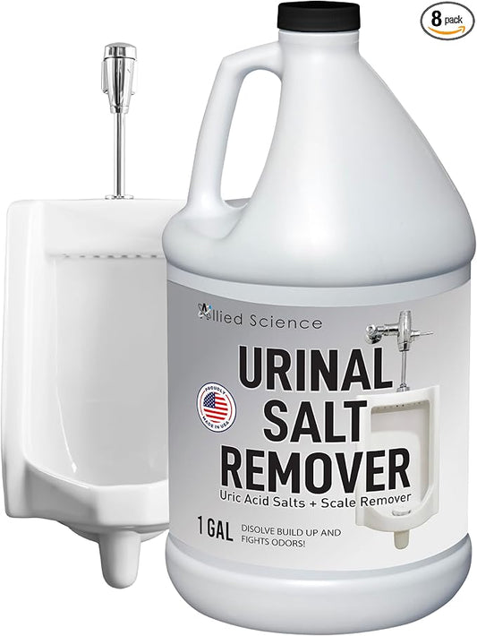 Allied Science Urinal Salt Remover - Uric Acid Salts Scale Remover Unclogs Urinals and Removes Uric Acid Odors - 8 Gallons