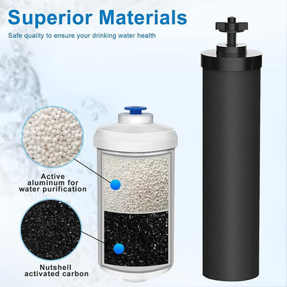 Water Filter Replacement Compatible with Ber-key ® BB9-2 Gravity Black Filter & for PF-2® Fluoride Water Filters Combo Packs, High-Efficiency Coconut Shell Activated Carbon for 250+ Contaminants