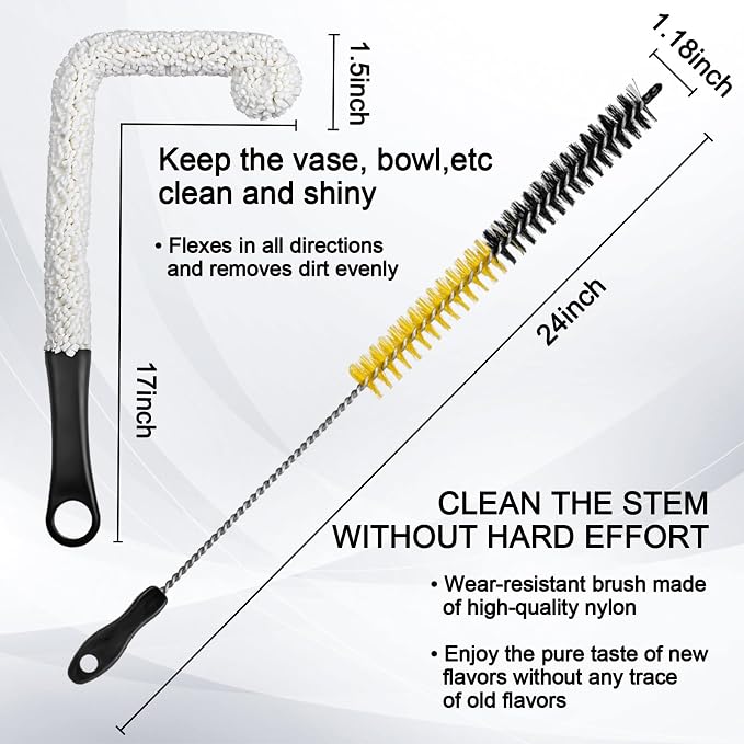 Premium Hookah Cleaning Kit - 5 Brushes, 500 Stainless Steel Beads - Hookah Bowl & Vase Cleaning Set