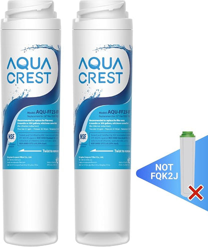 AQUA CREST FQSVF FQSVN Under Sink Water Filter, Replacement for GE FQSVF, FQSVN, FQSLF, NSF 53&42 Certified, Compatible with GE GXSV65R, Reduces Chlorine, Taste&Odor, Model No.AQU-FF23-VF, 2 Pack