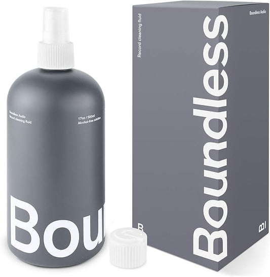 Boundless Audio Record Cleaning Solution - 17oz Extra Large Vinyl Record Cleaner Fluid Spray Bottle & Refill Nozzle
