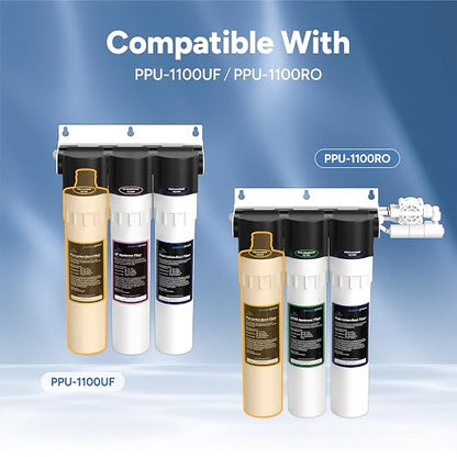 Pureal Under Sink Pre-Carbon Block Water Filter Replacement Cartridge, Reduces Chlorine, VOCs, THM & Rust, Improves Taste & Odor, Protects Membrane, Tool-Free Quick Twist, Made in Korea (PPF-1101)