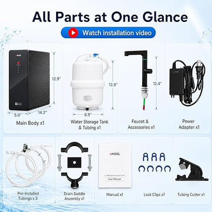 ANGEL X1 Pro Reverse Osmosis Water Filter, 7-Stage Under Sink Water Filtration System, 3 Years RO Life, 2:1 Pure to Drain, Reduces PFAS/PFOS, TDS, Chlorine, Bad Taste & Odor, Lead-Free