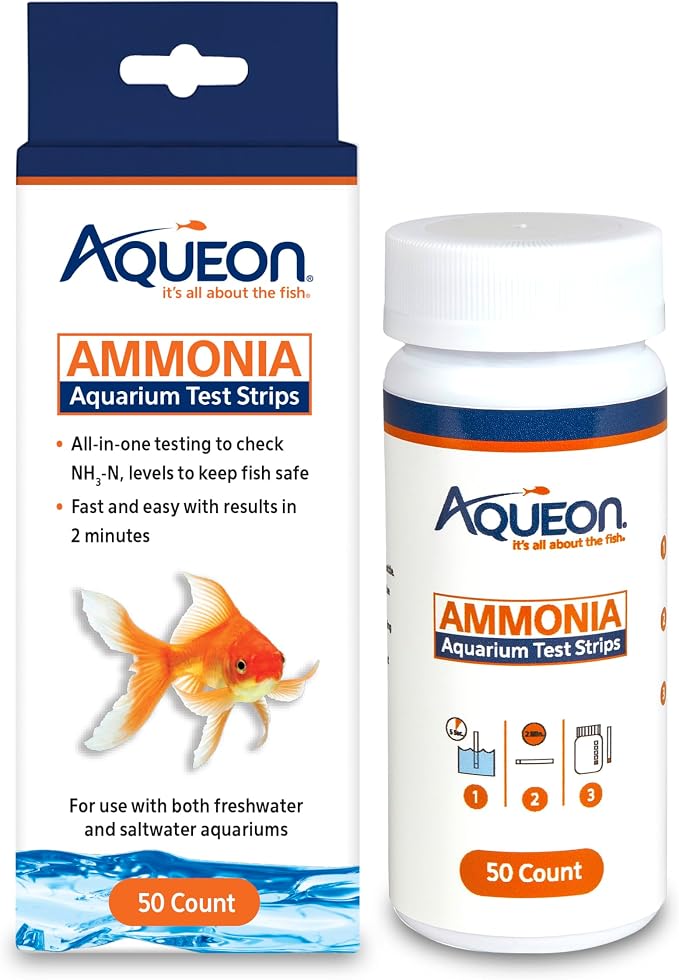 Aqueon Ammonia Aquarium Test Strips, Freshwater and Saltwater Aquariums, 50 Count