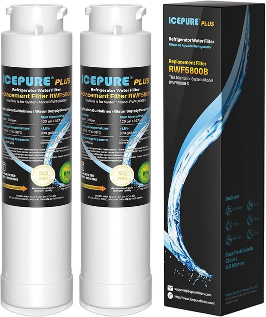 ICEPURE PLUS RWF5800B Replacement for Frigidaire EPTWFU01 EWF02, PureSource Ultra 2, Pure Source Ultra II, SCWFTCTO, GP006, MR022, JO22, BO022, DE022, TH-01, 1007, Refrigerator Water Filter, 2PACK