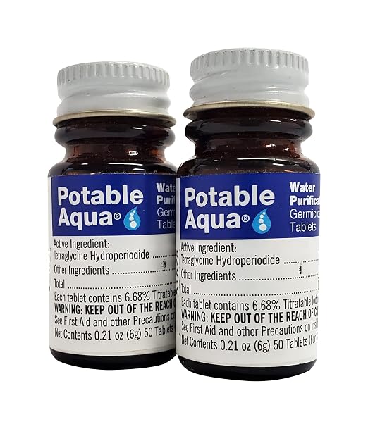 Potable Aqua Chlorine Dioxide Water Purification Tablets - 30 Count & Two 50ct Bottles
