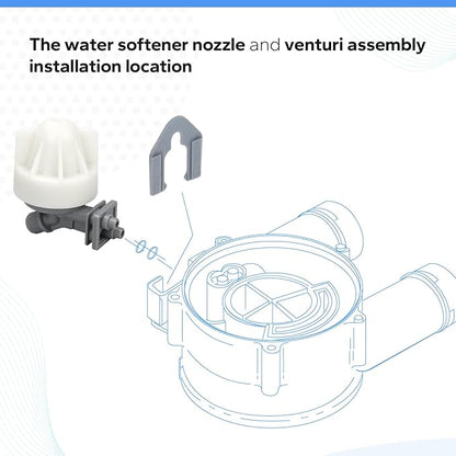 7187065 Water Softener Nozzle and Venturi Assembly Compatible with Whirlpool, Northstar, Rheem, Morton, GE, Kenmore Water Softener Replacement Parts