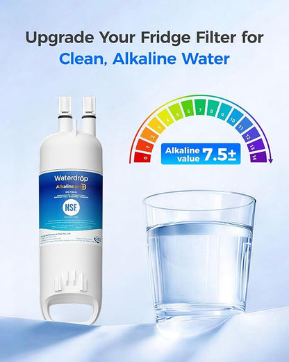 Waterdrop Alkaline W10295370A Replacement for Filter 1, EDR1RXD1, EDR1RXD1B, WD-F38, Enhances pH Refrigerator Water Filter, 2 Pack