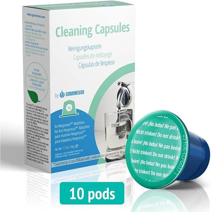 Gourmesso Nespresso Cleaning Pods - 10 Cleaning Capsules for Nespresso Original Machines. Cleaning Kit for Better Tasting Coffee!