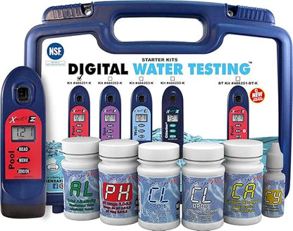 486201-K Exact® Pool EZ Photometer Starter Kit | 10 Parameters - F/C/T Chlorine, pH, Alkalinity, Calcium, Cyanuric, Copper, Salt, & Phosphate | 25 Tests Ea. w/o PO4, Cu, NaCl | NSF Certified
