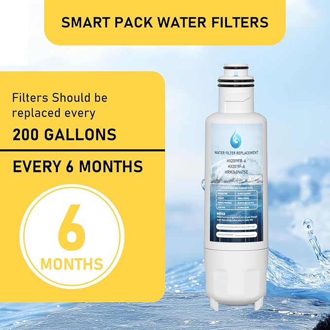 HX2019F-A HX2019FR-A Water Filter Replacement, Compatible With Hisense HRM260N6TSE, HRFD560SW, HRCD585BW, HRFD634BW, HRCD650BW, HRCD586TBWB and Mora MRM260N6TSE 3 Pack