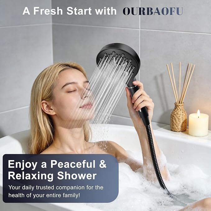 Filtered Shower Head with Handheld, Filtered Shower Head with 3-PCS Filters For Hard Water, 7-Spray Modes 5" High Pressure Shower Head, Built-in Power Jets Shower Heads, Black