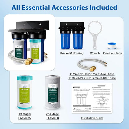 iSpring US21B-CPB 4-Layer High Capacity Under Sink Water Filter, Reduces Lead, PFAS, PFOA/PFOS, Chlorine, Bad Taste & Odor, w/ 2 Upgraded Direct Connect Hoses