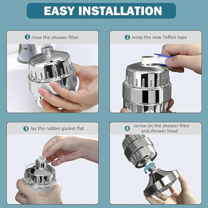 FEELSO 18 Stage Shower Filter, Upgraded High Output Universal Shower Head Water Softener Filter for Hard Water Remove Chlorine Fluoride Heavy Metals Sediments Impurities