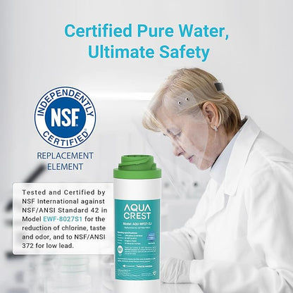 AQUA CREST FQK2J Under Sink Water Filter, Replacement for GE FQK2J, FQK1K, Compatible with GE GXK255TBN, NSF/ANSI 42 372 Certified, 1350 Gallons Dual Flow Drinking Water Replacement Filters, 4 Pack