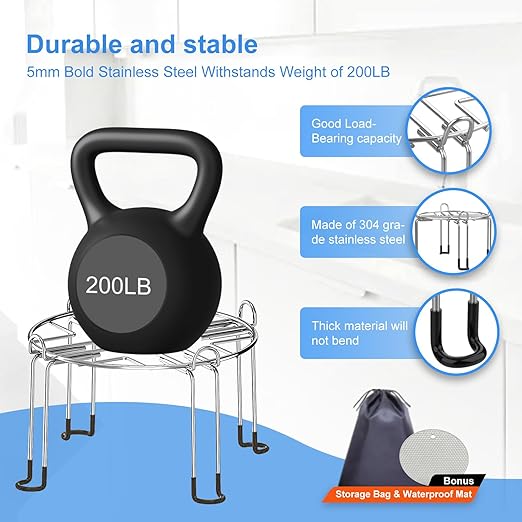 Countertop Water Filter Stand - Detachable Stainless Steel Stand Suitable for Most Brand Gravity Fed Water Filter System,9.4" Diameter by 6.3" Tall,Includes Gray Waterproof Pads and Storage Bags