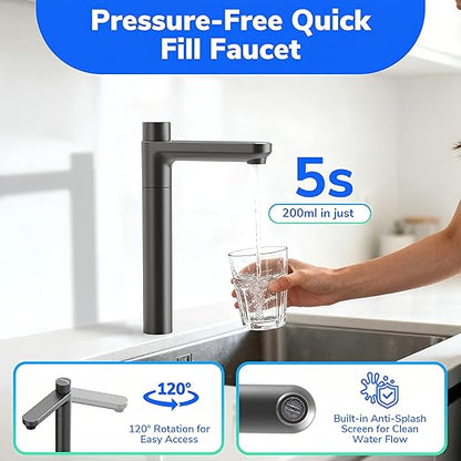 Ecoviva UF800G 0.01μm Ultra-Filtration Under Sink Water Filter Meet NSF 42 / 372 Standards Tankless Ultra Compact Design, No Electricity & Wastewater, Preserve Beneficial Minerals No TDS Reduction