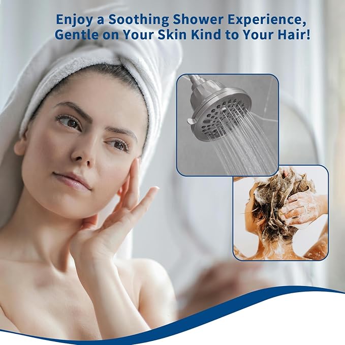 Filtered Shower Head - Water Softener Filters for Hard Water - Shower Head With Filters For Healthy Hair Skin Removes Chlorine & Heavy Metals - Nickel