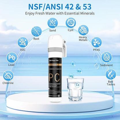 WINGSOL Replacement Filter Cartridge for Under Sink Water Filter Compatibel with: WS-QC-001, WS-QC-001 (F), WS-QC-001 (FY), WS-QC-001 (FB), 1 Pack