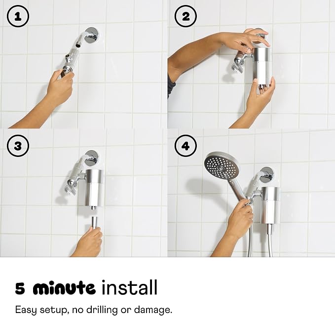 Sproos - Handheld Showerhead, High Performance Filtration System for Healthier Hair and Skin, Extra Long 70 Inch Hose, 3 Customized Spray Functions, 6 Colors (Vitamin C, Shower Filter Cartridge)