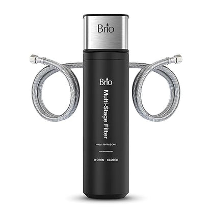 Brio 11" Under Sink Water Filter System for Kitchen & Bathroom Faucet | 3-Stage Single Housing 0.5 Micron Filters PFAS, Chlorine, Lead, Mercury+ | 10,000 Gallons or 2 Years | NSF 42 & 372 Certified